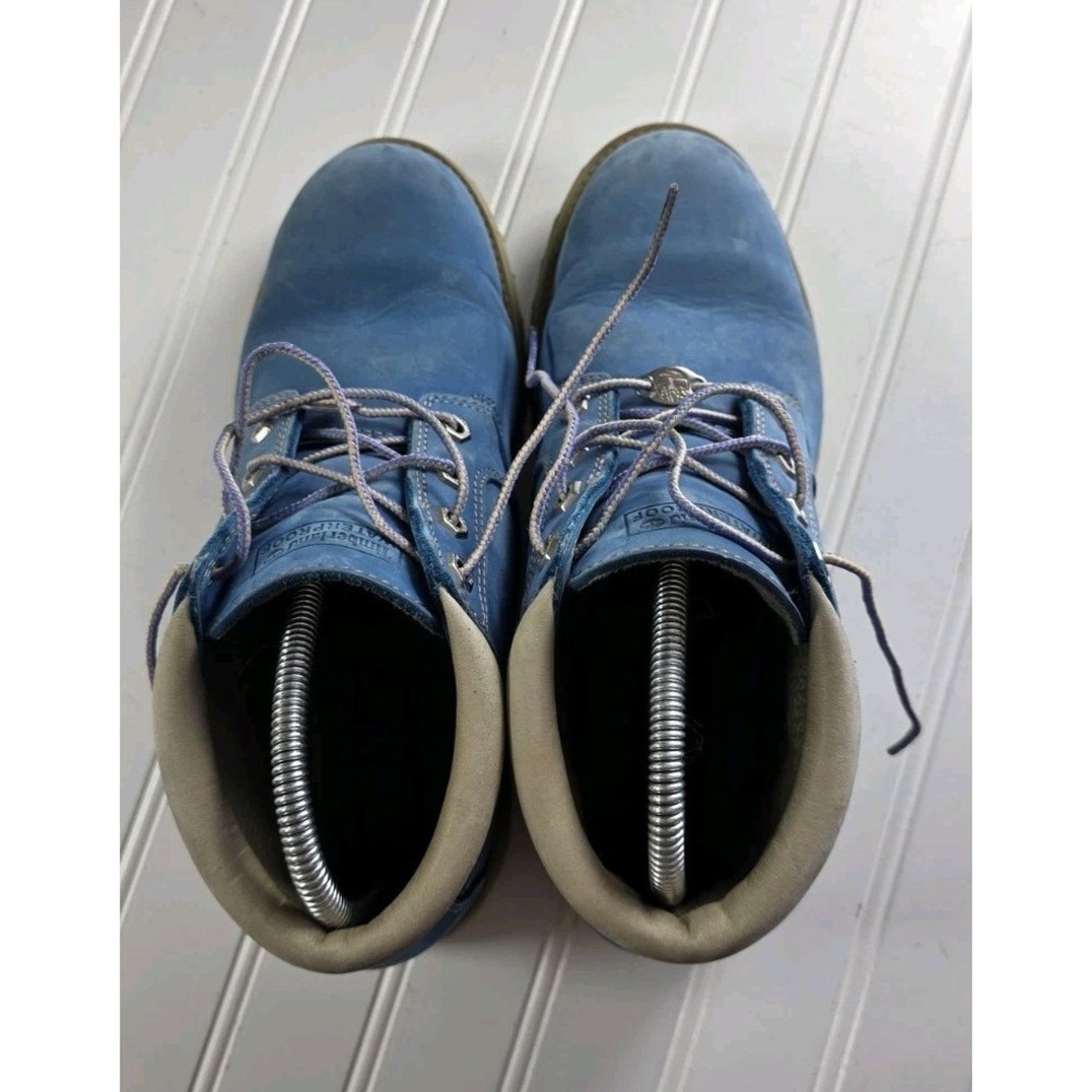 Timberland Womens LIGHT BLUE Waterproof Leather Ankle Boots Size 9M - Picture 5 of 7